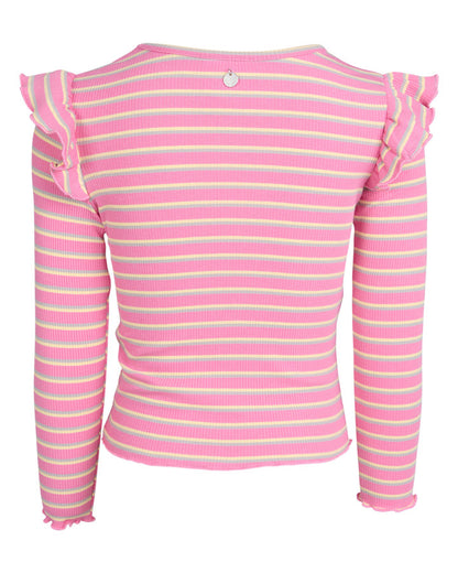 Maya Frill LS Rib Tee - Pink