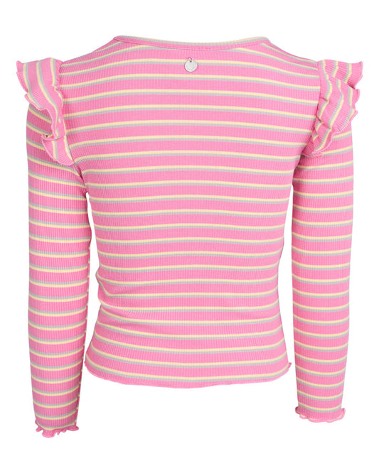 Maya Frill LS Rib Tee - Pink