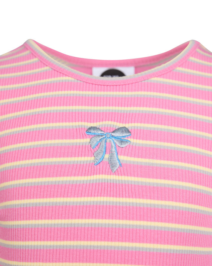 Maya Frill LS Rib Tee - Pink