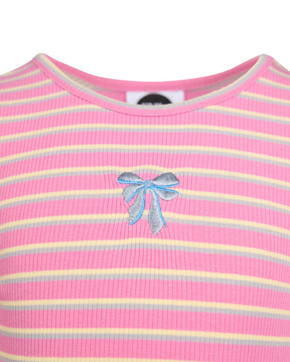 Maya Frill LS Rib Tee - Pink