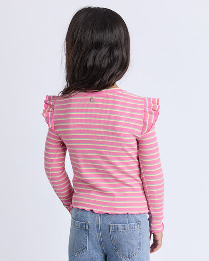 Maya Frill LS Rib Tee - Pink