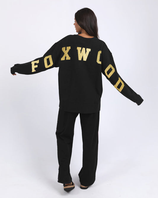 Metallic Interval Crew - Black/Gold