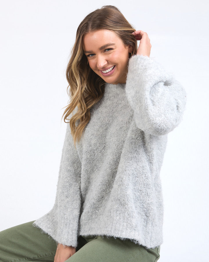 Mindie Knit Crew - Mid Grey