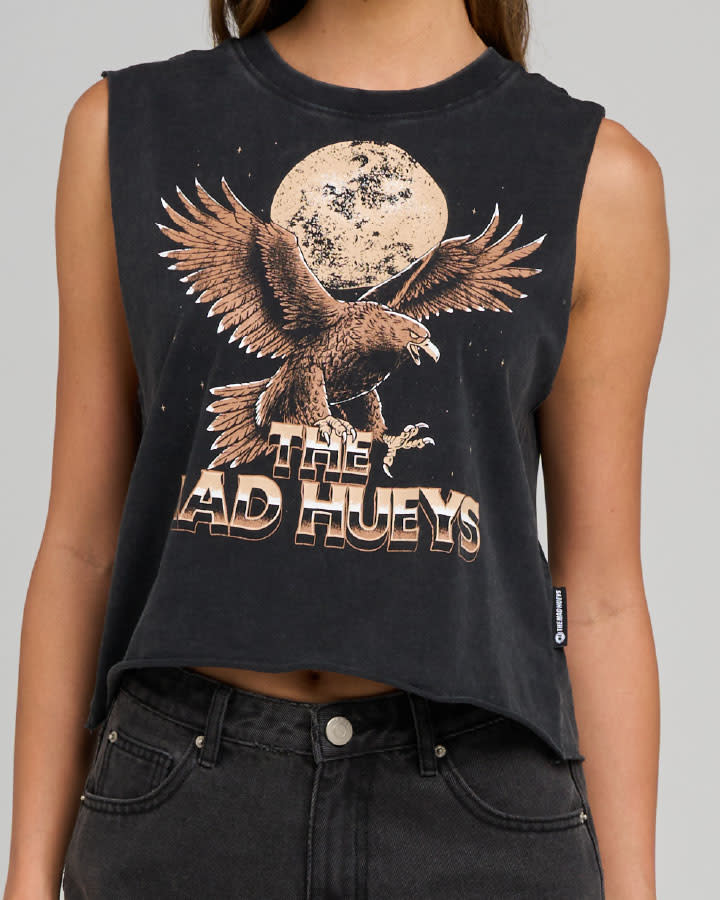 Moon Eagle Crop Muscle | Washed Black