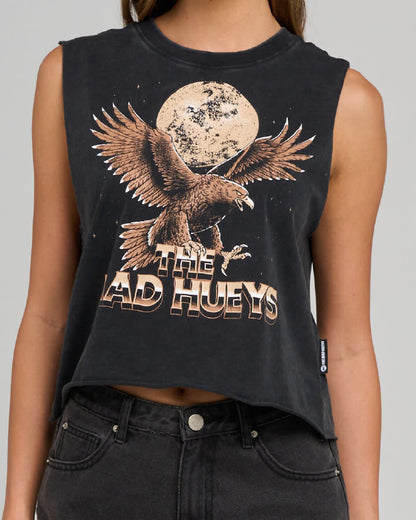 Moon Eagle Crop Muscle | Washed Black