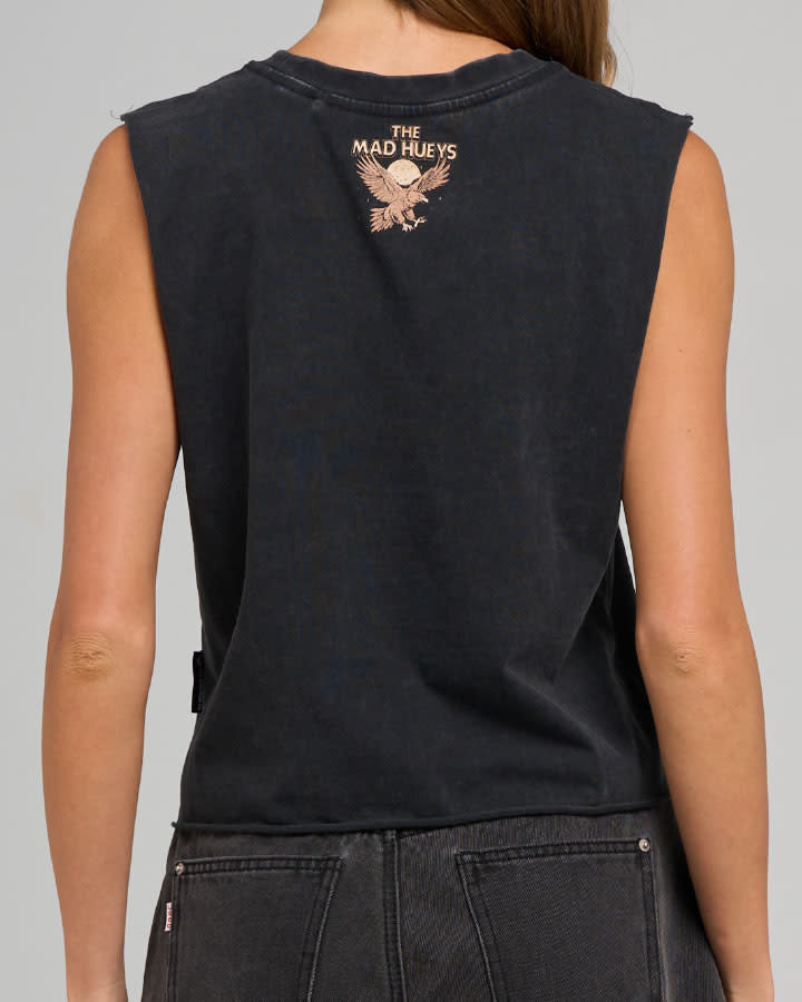 Moon Eagle Crop Muscle | Washed Black