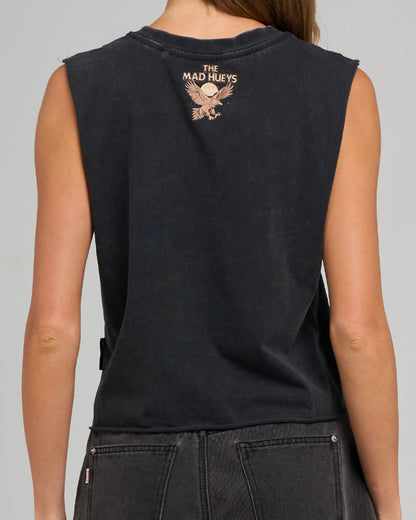 Moon Eagle Crop Muscle | Washed Black
