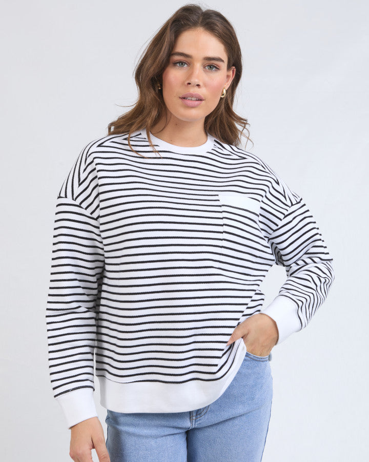 Original Stripe Crew- White