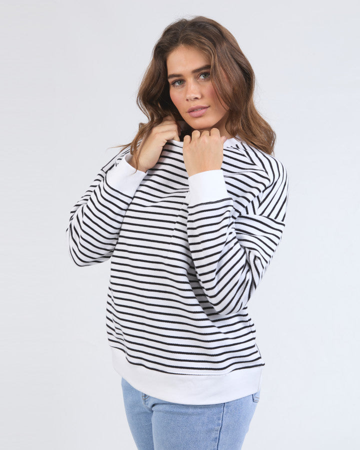 Original Stripe Crew- White