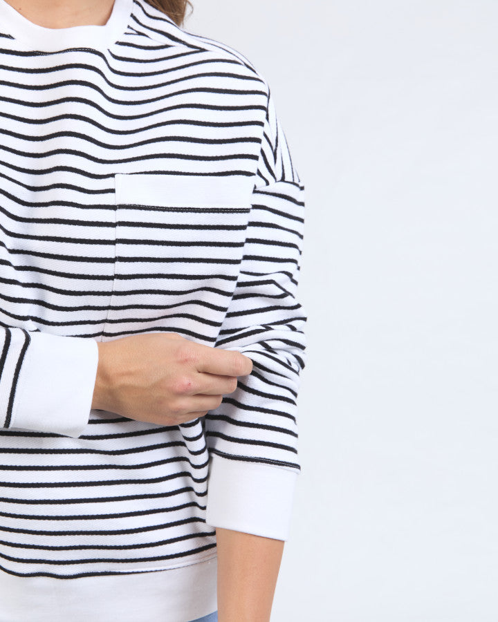 Original Stripe Crew- White