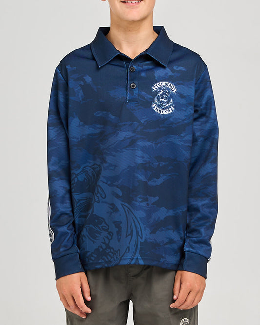 Sailor Anchor Youth UPF 50+ Fishing Jersey - Navy