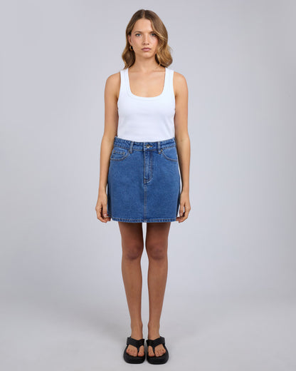 Selina Comfort Skirt - Mid Blue