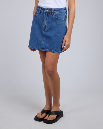 Selina Comfort Skirt - Mid Blue