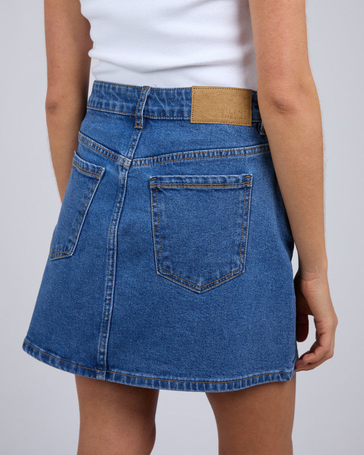 Selina Comfort Skirt - Mid Blue