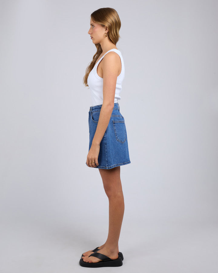 Selina Comfort Skirt - Mid Blue
