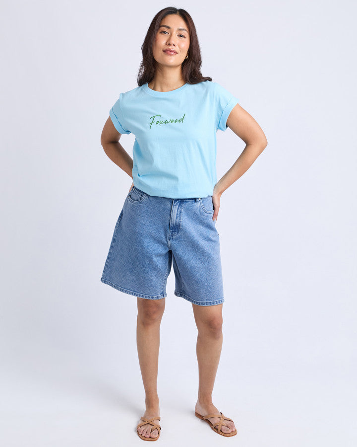 Signature Contrast Tee - Light Blue