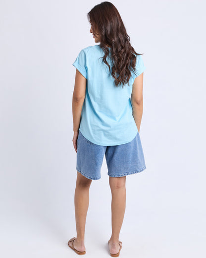 Signature Contrast Tee - Light Blue