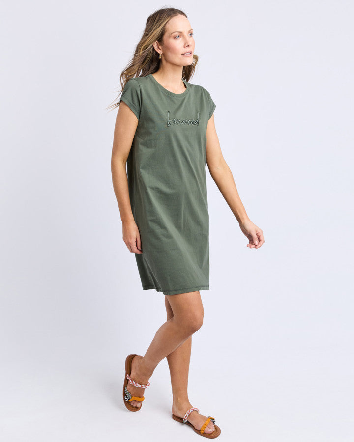 Foxwood Signature Embroidery Tee Dress - Khaki