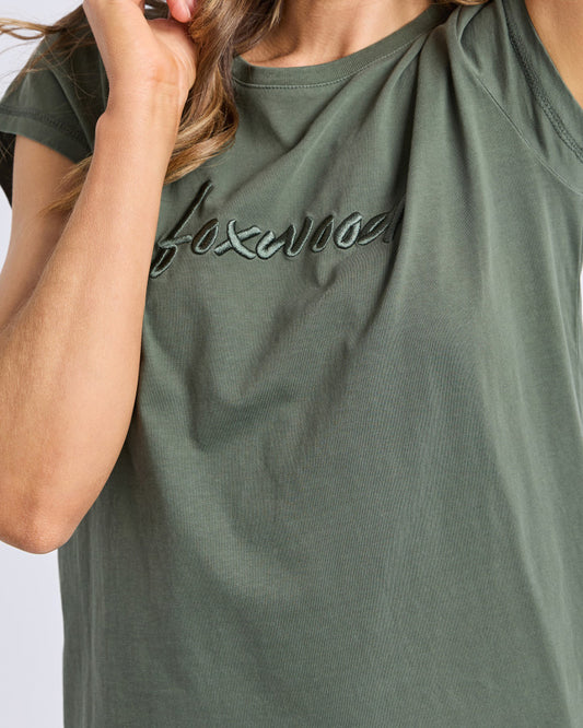 Foxwood Signature Embroidery Tee Dress - Khaki