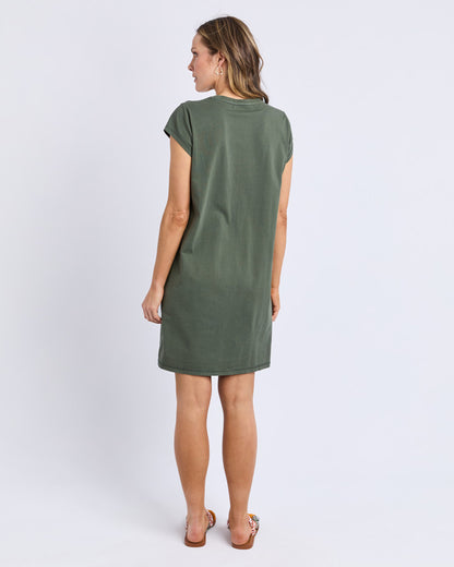 Foxwood Signature Embroidery Tee Dress - Khaki