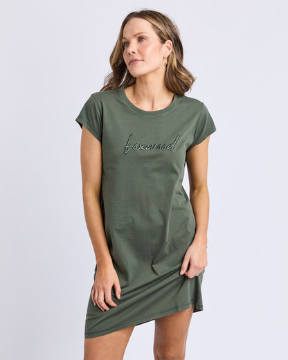 Foxwood Signature Embroidery Tee Dress - Khaki