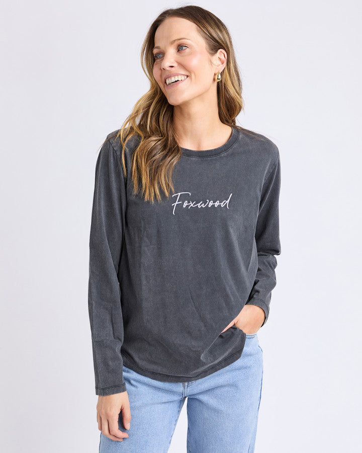 Signature Long Sleeve Tee - Washed Black