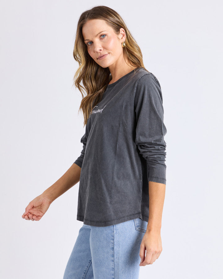 Signature Long Sleeve Tee - Washed Black
