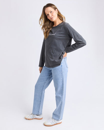 Signature Long Sleeve Tee - Washed Black