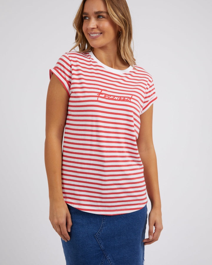 Signature Stripe Tee - Crimson