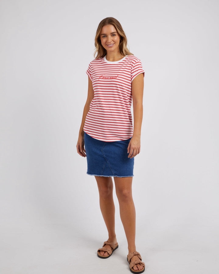 Signature Stripe Tee - Crimson