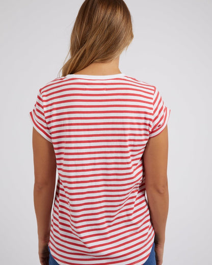 Signature Stripe Tee - Crimson