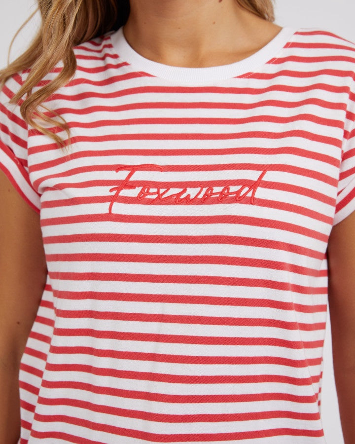 Signature Stripe Tee - Crimson