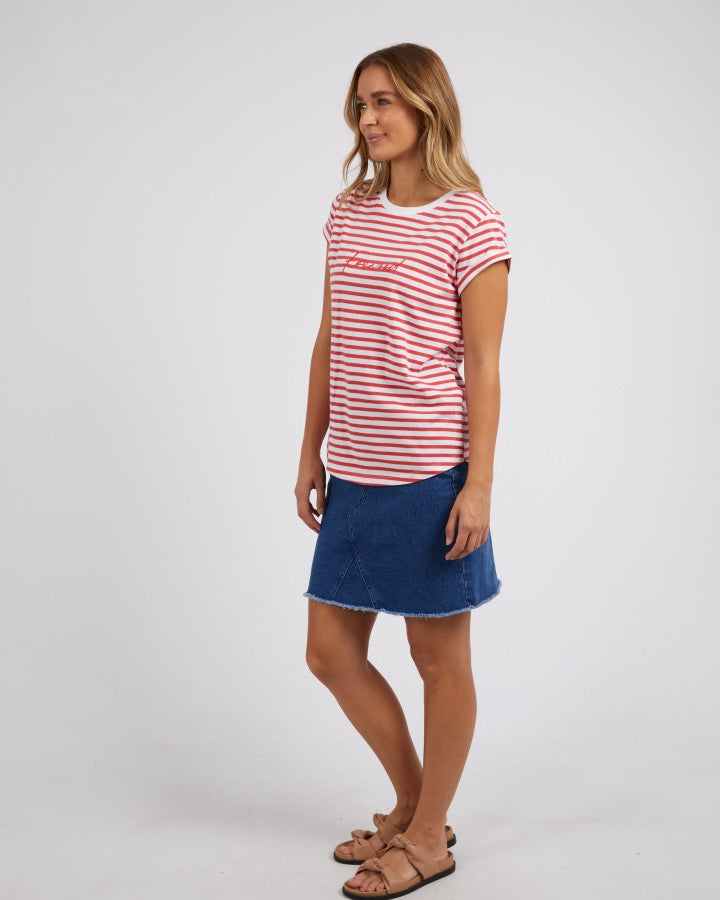 Signature Stripe Tee - Crimson