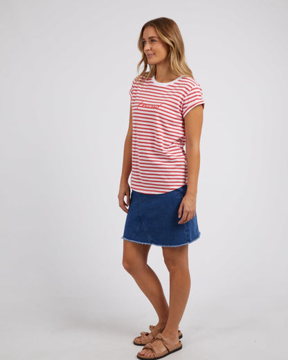 Signature Stripe Tee - Crimson