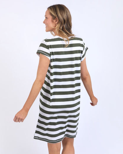 Signature Stripe Tee Dress - Khaki