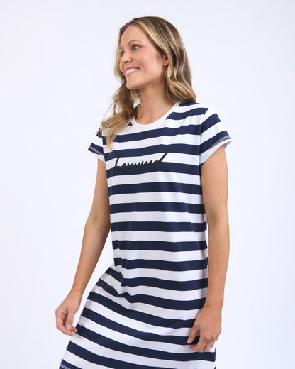 Signature Stripe Tee Dress - Navy