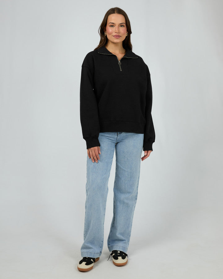 Silent Luxe 1/4 Zip Crew - Black