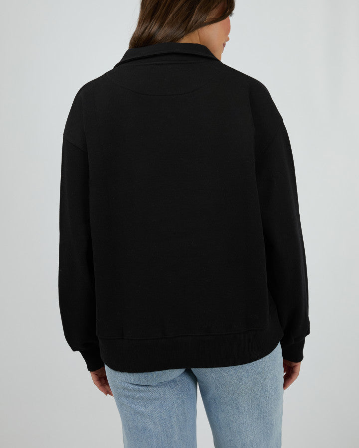 Silent Luxe 1/4 Zip Crew - Black