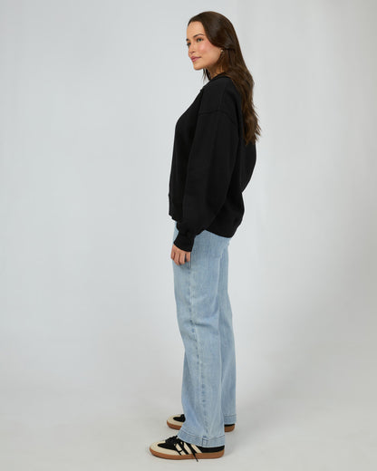 Silent Luxe 1/4 Zip Crew - Black