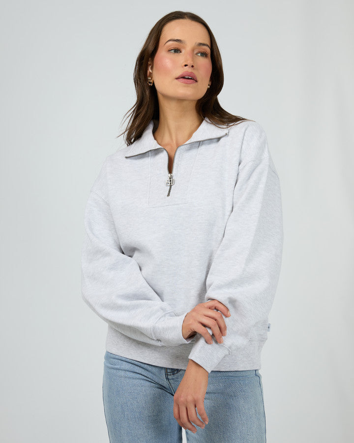 Silent Luxe 1/4 Zip Crew - Snow Marle