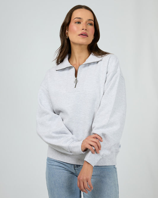 Silent Luxe 1/4 Zip Crew - Snow Marle