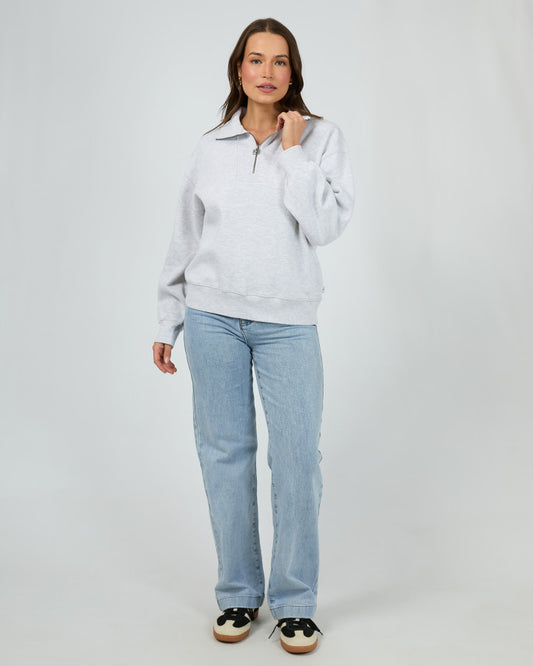 Silent Luxe 1/4 Zip Crew - Snow Marle