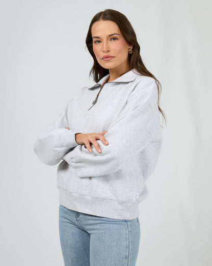 Silent Luxe 1/4 Zip Crew - Snow Marle