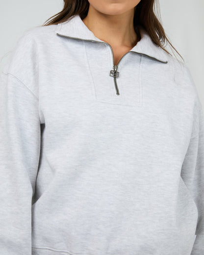 Silent Luxe 1/4 Zip Crew - Snow Marle