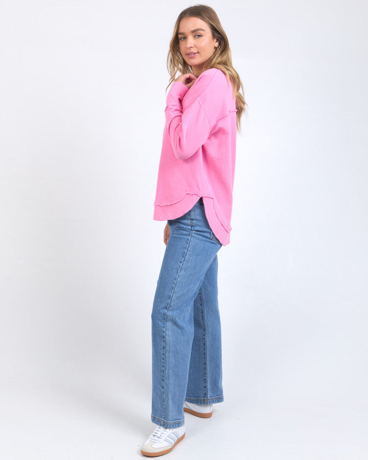 Simplified Metallic Crew - Bubblegum Pink