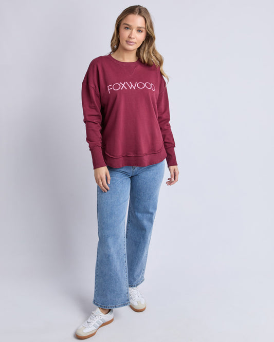 Simplified Metallic Crew - Burgundy