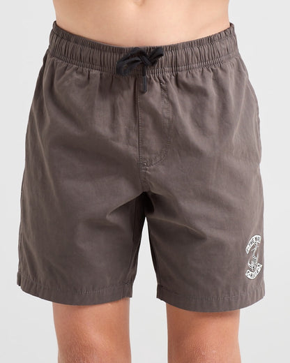 Youth Skull Anchor Volley Short - Charcoal