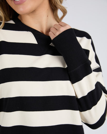 Stripe Delilah Crew - Blk & Wht