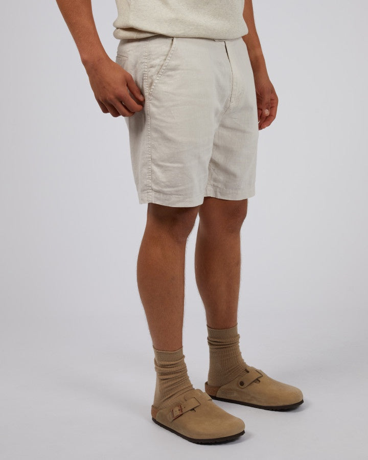 Tab Linen Shorts - Oat