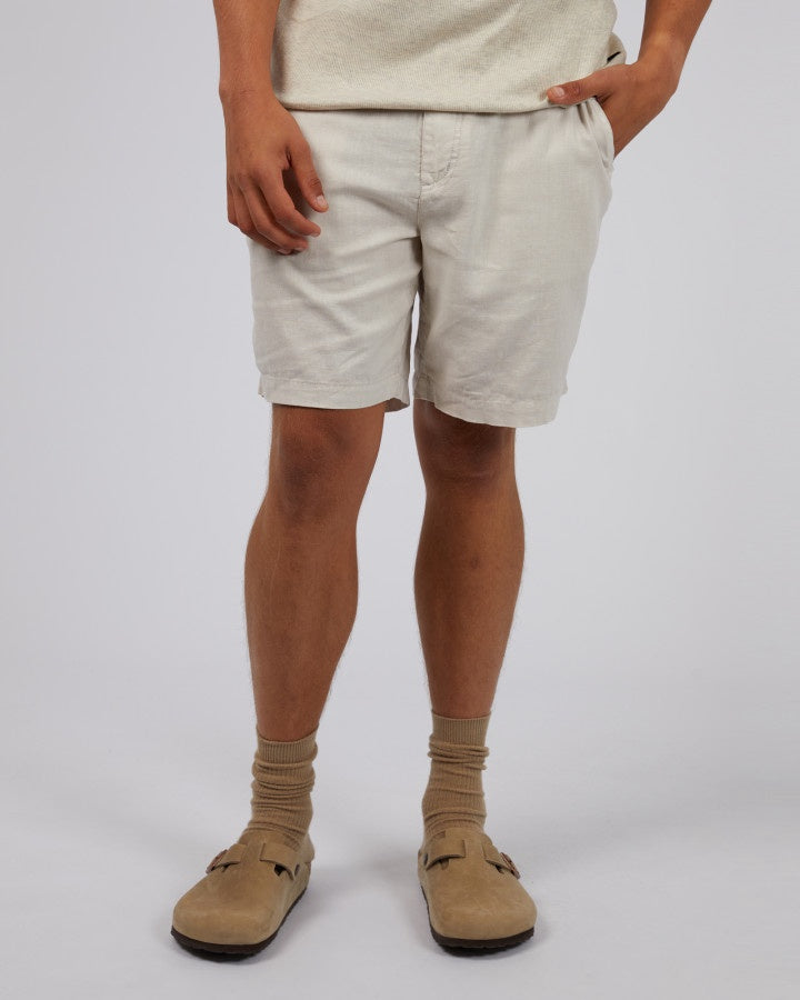 Tab Linen Shorts - Oat